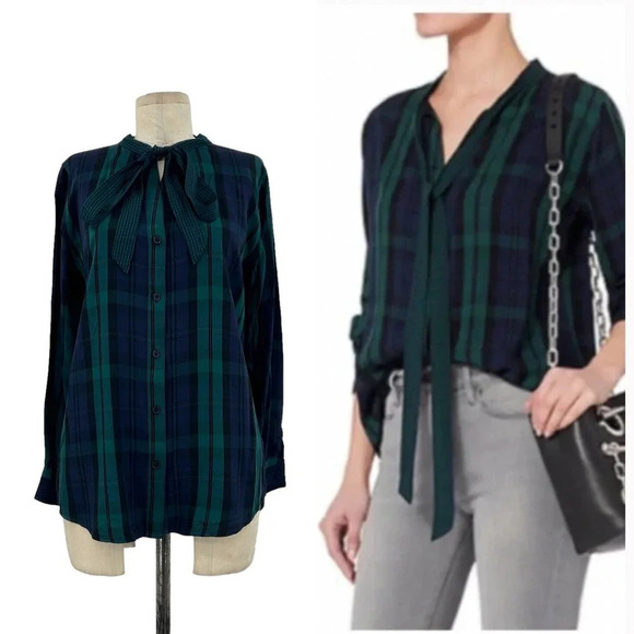 Rails Corrine Navy Blue and Green Plaid Patterned Button‎ Down Shirt Size Small - Picture 1 of 10